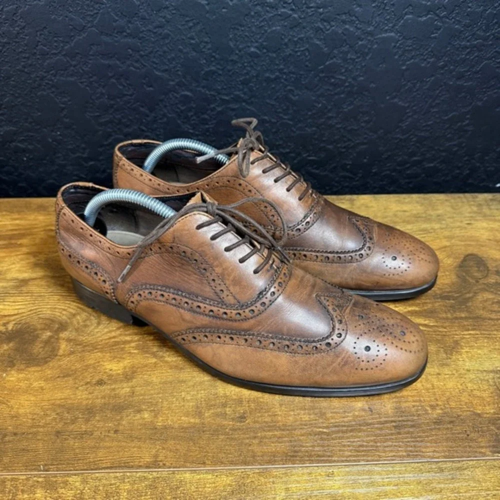 Clarks Tilden Wing 26109425 Brown Leather Wingtip Brogue Oxford Mens‎ 8